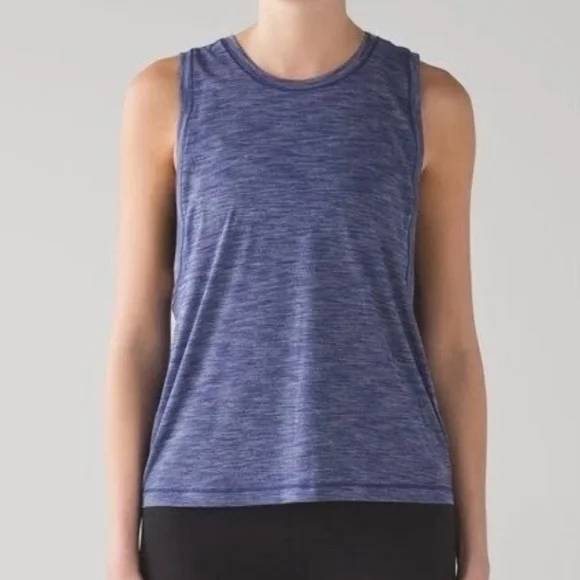 EUC Lululemon Cardio Squad Tank II Heathered Hero Blue Size 4! - Picture 1 of 11